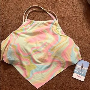 Roxy Pastel Marble High-Neck Swim Top